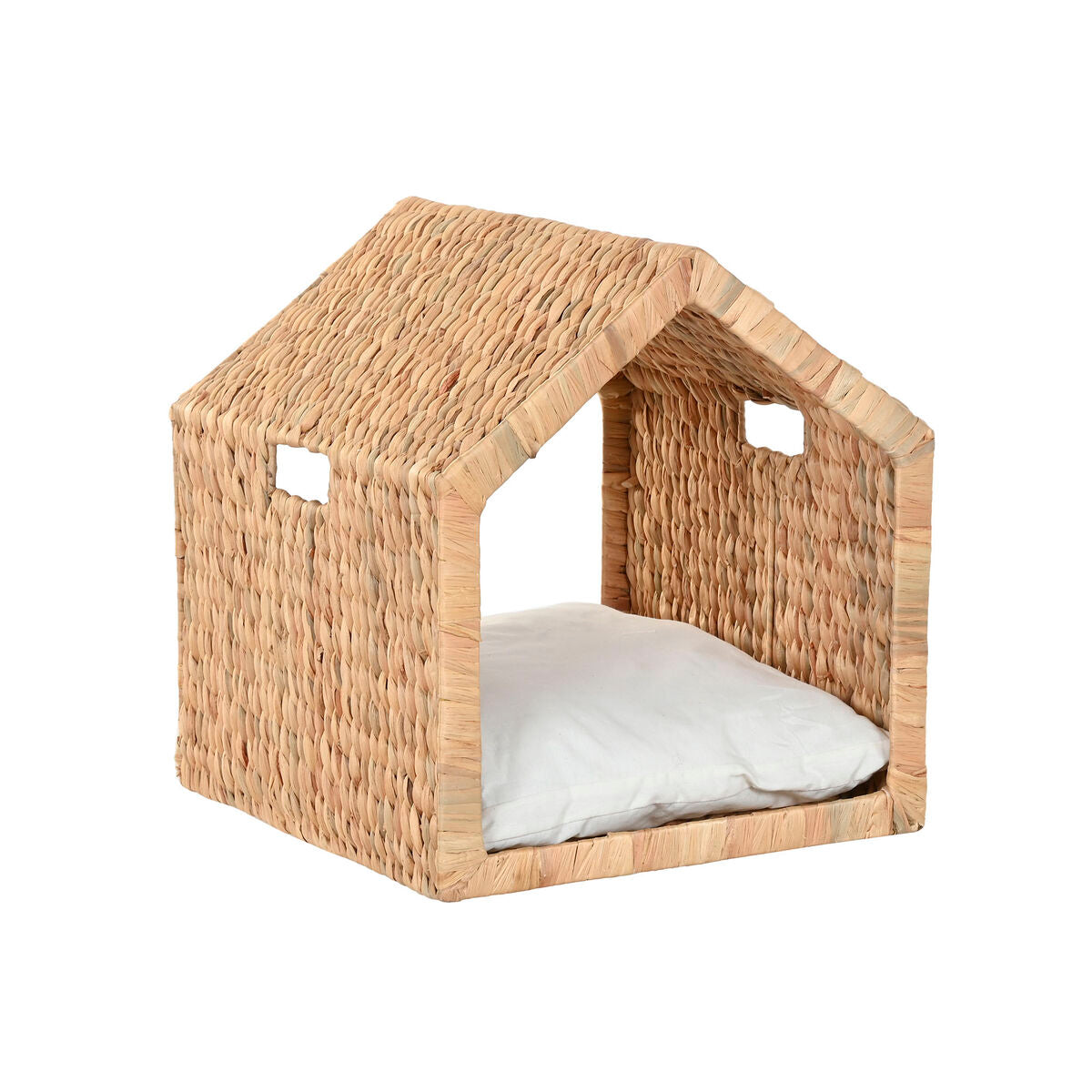 Pet bed Home ESPRIT Cream Natural Metal Water hyacinth 43 x 43 x 46 cm-0